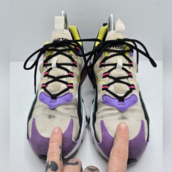Nike | Air Max 270 React 'Bright Violet' sporty activewear sneakers | WMS 7.5 - Picture 6 of 14
